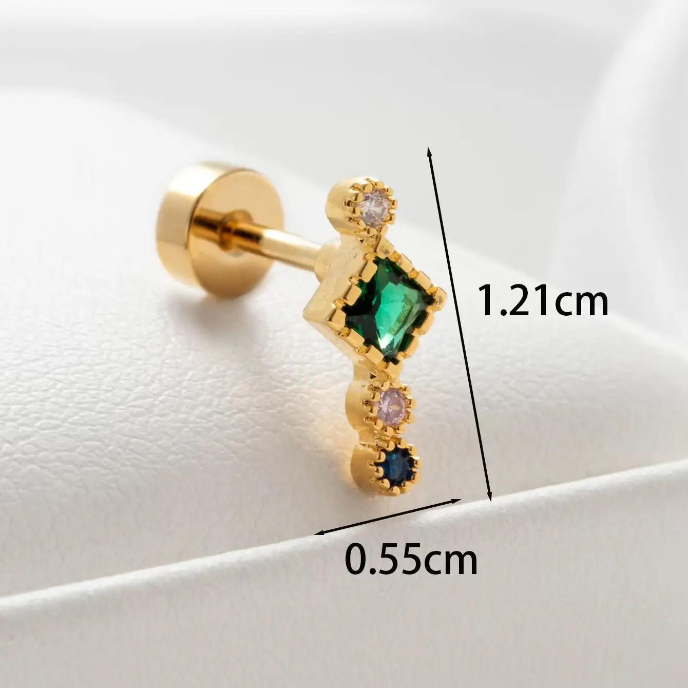 1 Piece Simple Series  Square&Round Titanium Steel  18K Gold Plated Zircon Women's Dangle Earrings h5 